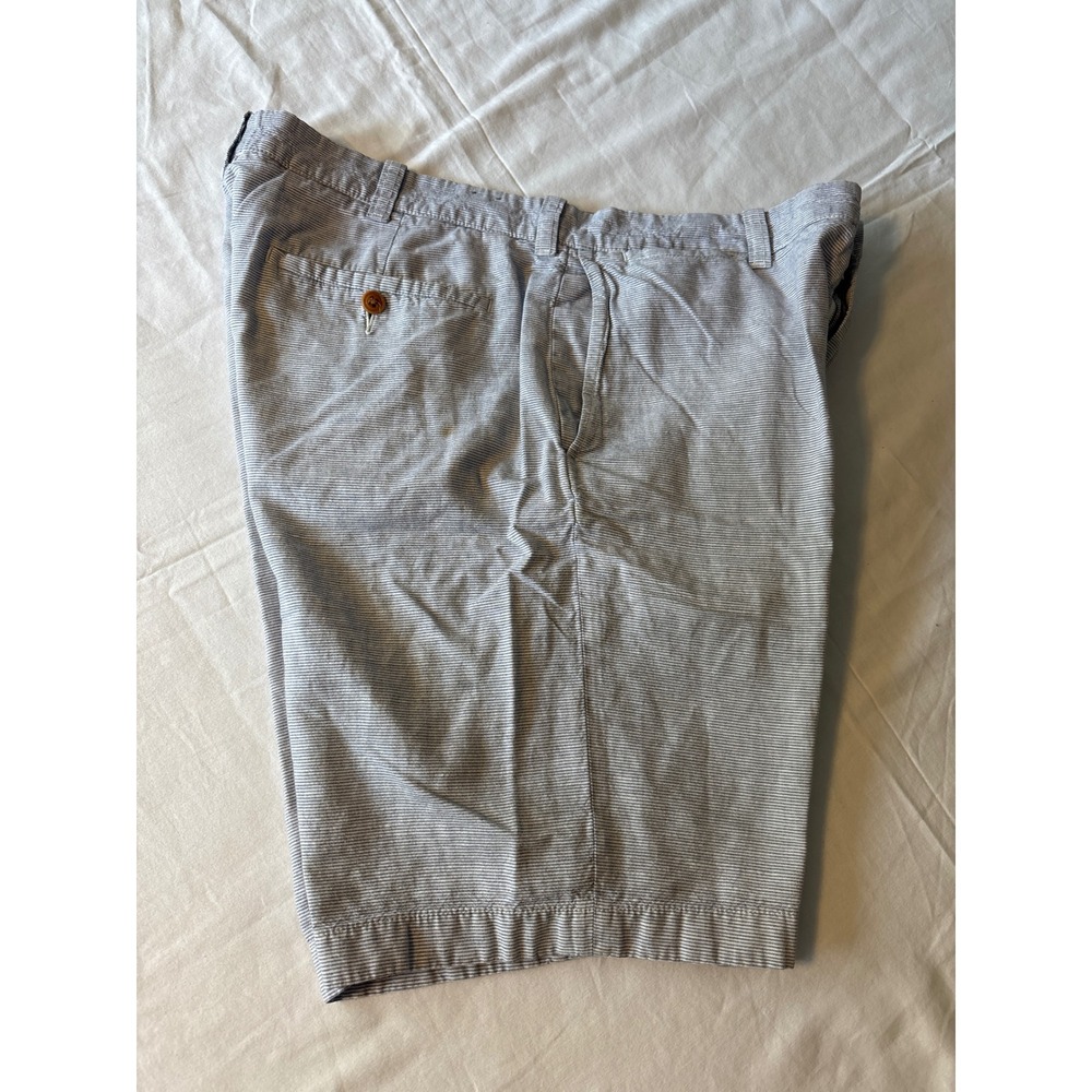 J.Crew Stanton Shorts Mens 35 Blue White Stripe Good Baird McNutt Irish Linen